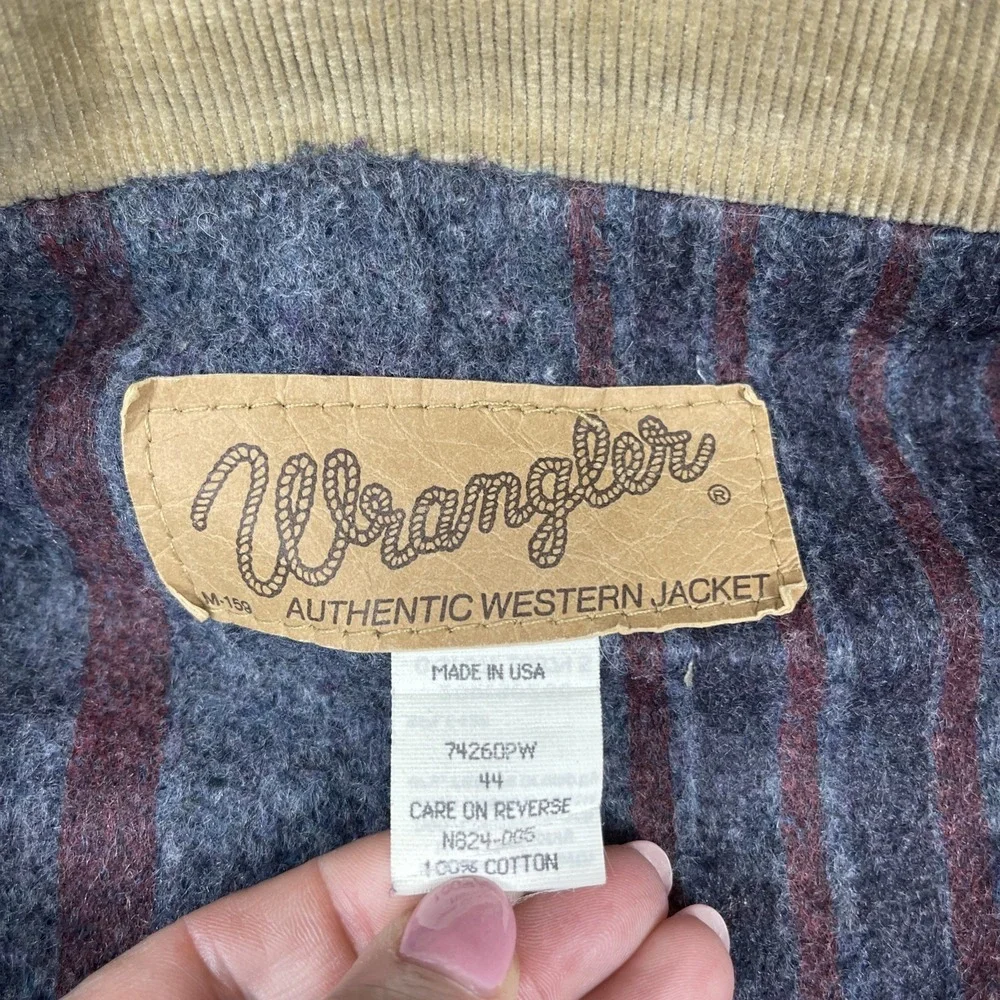 Vintage Wrangler Western Blanket Lined Denim Jacket Men Size 44 Made in USA 80s
